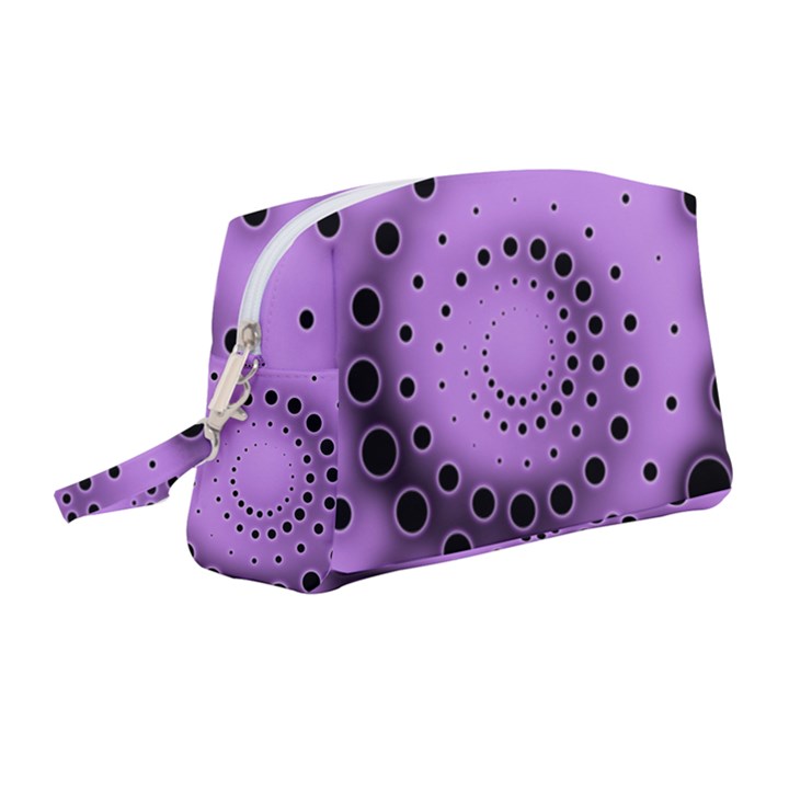 Abstract Black Purple Polka Dot Swirl Wristlet Pouch Bag (Medium)