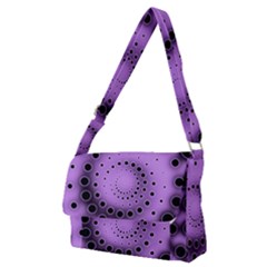 Abstract Black Purple Polka Dot Swirl Full Print Messenger Bag (m) by SpinnyChairDesigns