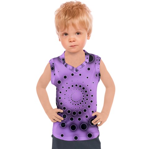 Abstract Black Purple Polka Dot Swirl Kids  Sport Tank Top by SpinnyChairDesigns