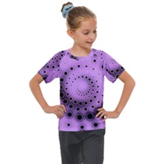 Abstract Black Purple Polka Dot Swirl Kids  Mesh Piece Tee