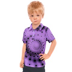 Abstract Black Purple Polka Dot Swirl Kids  Polo Tee