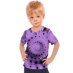 Abstract Black Purple Polka Dot Swirl Kids  Sports Tee