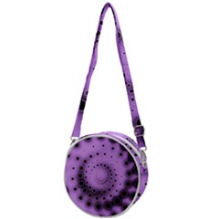 Abstract Black Purple Polka Dot Swirl Crossbody Circle Bag