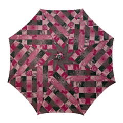 Abstract Pink Grey Stripes Golf Umbrellas by SpinnyChairDesigns