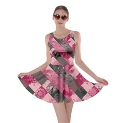 Abstract Pink Grey Stripes Skater Dress by SpinnyChairDesigns