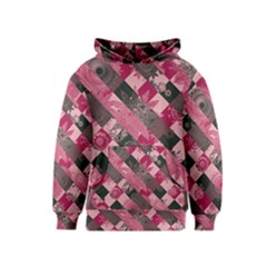 Abstract Pink Grey Stripes Kids  Pullover Hoodie by SpinnyChairDesigns