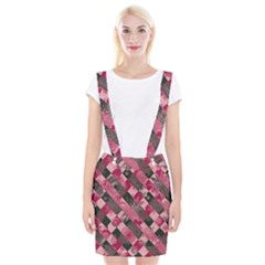 Abstract Pink Grey Stripes Braces Suspender Skirt by SpinnyChairDesigns