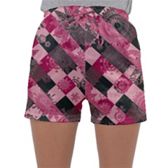 Abstract Pink Grey Stripes Sleepwear Shorts by SpinnyChairDesigns