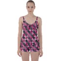 Abstract Pink Grey Stripes Tie Front Two Piece Tankini View1