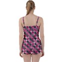 Abstract Pink Grey Stripes Tie Front Two Piece Tankini View2