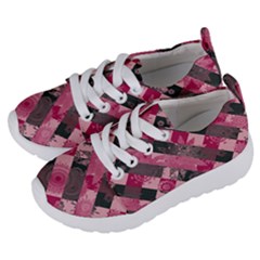 Abstract Pink Grey Stripes Kids  Lightweight Sports Shoes by SpinnyChairDesigns