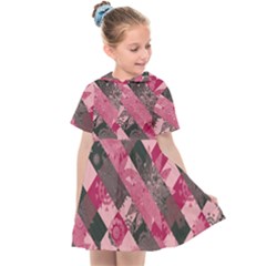 Abstract Pink Grey Stripes Kids  Sailor Dress by SpinnyChairDesigns