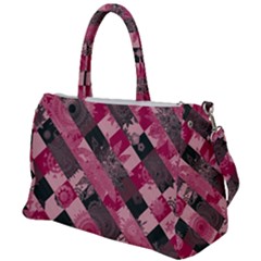 Abstract Pink Grey Stripes Duffel Travel Bag by SpinnyChairDesigns