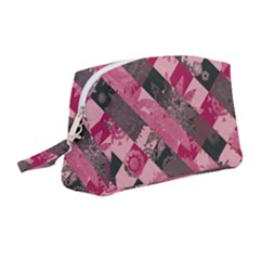 Abstract Pink Grey Stripes Wristlet Pouch Bag (medium) by SpinnyChairDesigns