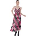 Abstract Pink Grey Stripes Tie Back Maxi Dress View1