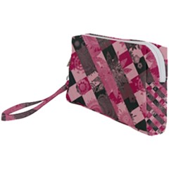 Abstract Pink Grey Stripes Wristlet Pouch Bag (small) by SpinnyChairDesigns