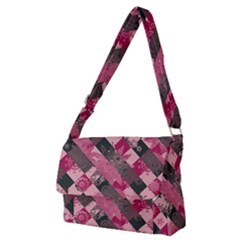 Abstract Pink Grey Stripes Full Print Messenger Bag (m) by SpinnyChairDesigns