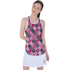 Abstract Pink Grey Stripes Racer Back Mesh Tank Top by SpinnyChairDesigns