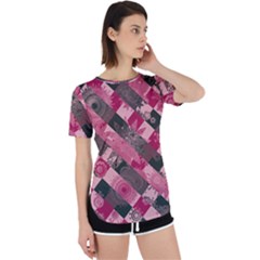 Abstract Pink Grey Stripes Perpetual Short Sleeve T-shirt