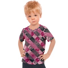 Abstract Pink Grey Stripes Kids  Sports Tee