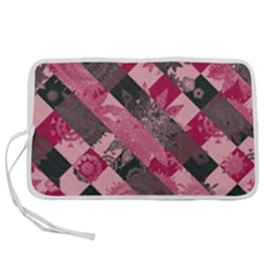 Abstract Pink Grey Stripes Pen Storage Case (m) by SpinnyChairDesigns