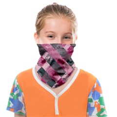 Abstract Pink Grey Stripes Face Covering Bandana (kids) by SpinnyChairDesigns