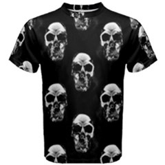 Black And White Skulls Men s Cotton Tee by SpinnyChairDesigns