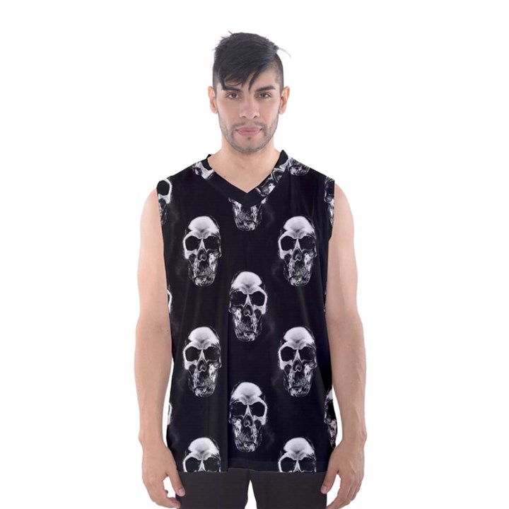 Black and White Skulls Men s Basketball Tank Top