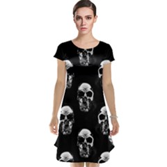 Black And White Skulls Cap Sleeve Nightdress by SpinnyChairDesigns