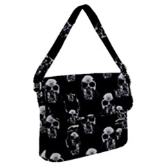 Black And White Skulls Buckle Messenger Bag by SpinnyChairDesigns