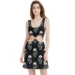 Black And White Skulls Velvet Cutout Dress