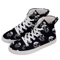 Black And White Skulls Women s Hi-top Skate Sneakers by SpinnyChairDesigns