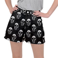 Black And White Skulls Ripstop Shorts by SpinnyChairDesigns