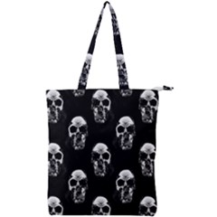 Black And White Skulls Double Zip Up Tote Bag by SpinnyChairDesigns