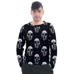 Black And White Skulls Men s Long Sleeve Raglan Tee