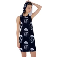 Black And White Skulls Racer Back Hoodie Dress