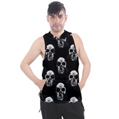 Black And White Skulls Men s Sleeveless Hoodie