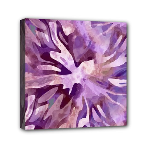 Plum Purple Abstract Floral Pattern Mini Canvas 6  X 6  (stretched) by SpinnyChairDesigns