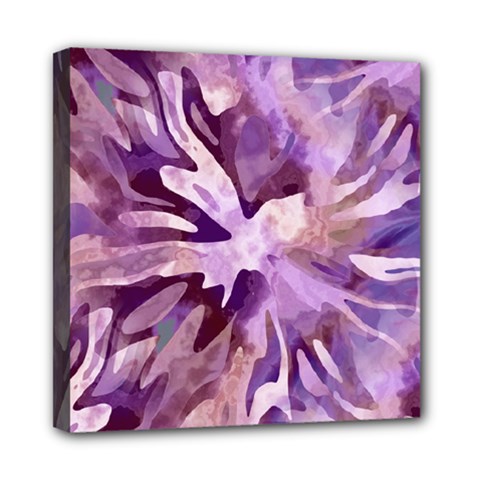 Plum Purple Abstract Floral Pattern Mini Canvas 8  X 8  (stretched) by SpinnyChairDesigns