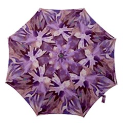 Plum Purple Abstract Floral Pattern Hook Handle Umbrellas (small) by SpinnyChairDesigns