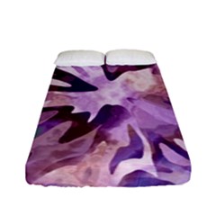 Plum Purple Abstract Floral Pattern Fitted Sheet (full/ Double Size) by SpinnyChairDesigns