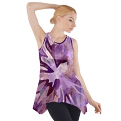 Plum Purple Abstract Floral Pattern Side Drop Tank Tunic by SpinnyChairDesigns