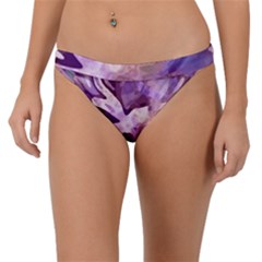 Plum Purple Abstract Floral Pattern Band Bikini Bottom by SpinnyChairDesigns