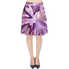 Plum Purple Abstract Floral Pattern Velvet High Waist Skirt by SpinnyChairDesigns