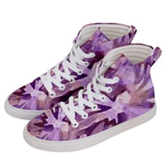 Plum Purple Abstract Floral Pattern Men s Hi-top Skate Sneakers by SpinnyChairDesigns