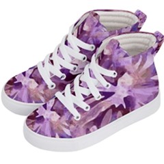 Plum Purple Abstract Floral Pattern Kids  Hi-top Skate Sneakers by SpinnyChairDesigns