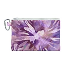 Plum Purple Abstract Floral Pattern Canvas Cosmetic Bag (medium) by SpinnyChairDesigns