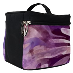 Plum Purple Abstract Floral Pattern Make Up Travel Bag (small) by SpinnyChairDesigns