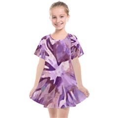 Plum Purple Abstract Floral Pattern Kids  Smock Dress by SpinnyChairDesigns