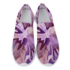 Plum Purple Abstract Floral Pattern Women s Slip On Sneakers by SpinnyChairDesigns